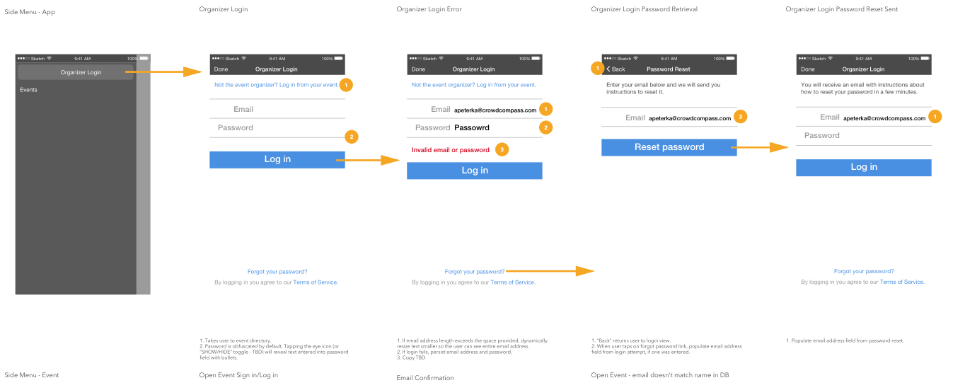 Wireframing error states.